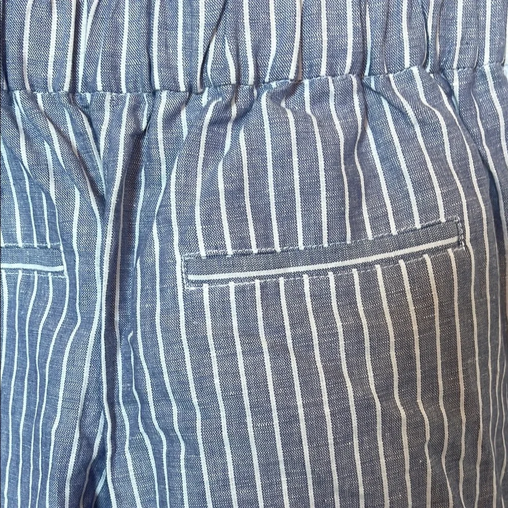Kate Spade Linen Broom Street Blue Striped Sleeveless Romper